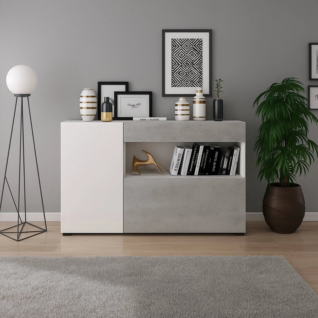 Madia Carbonia, Credenza un Cassetto, 130x41x82h cm Bianco