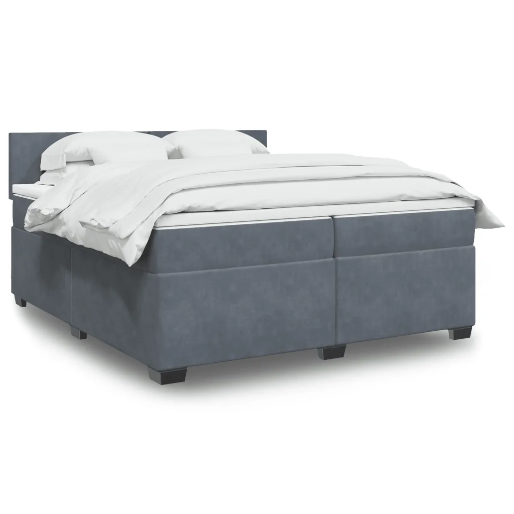 vidaXL Giroletto a Molle con Materasso Grigio Scuro 200x200 cm Velluto