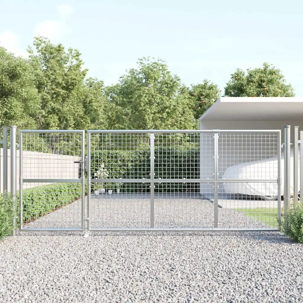 Cancello da Giardino in Rete Argento 350x175 cm Acciaio Zincato