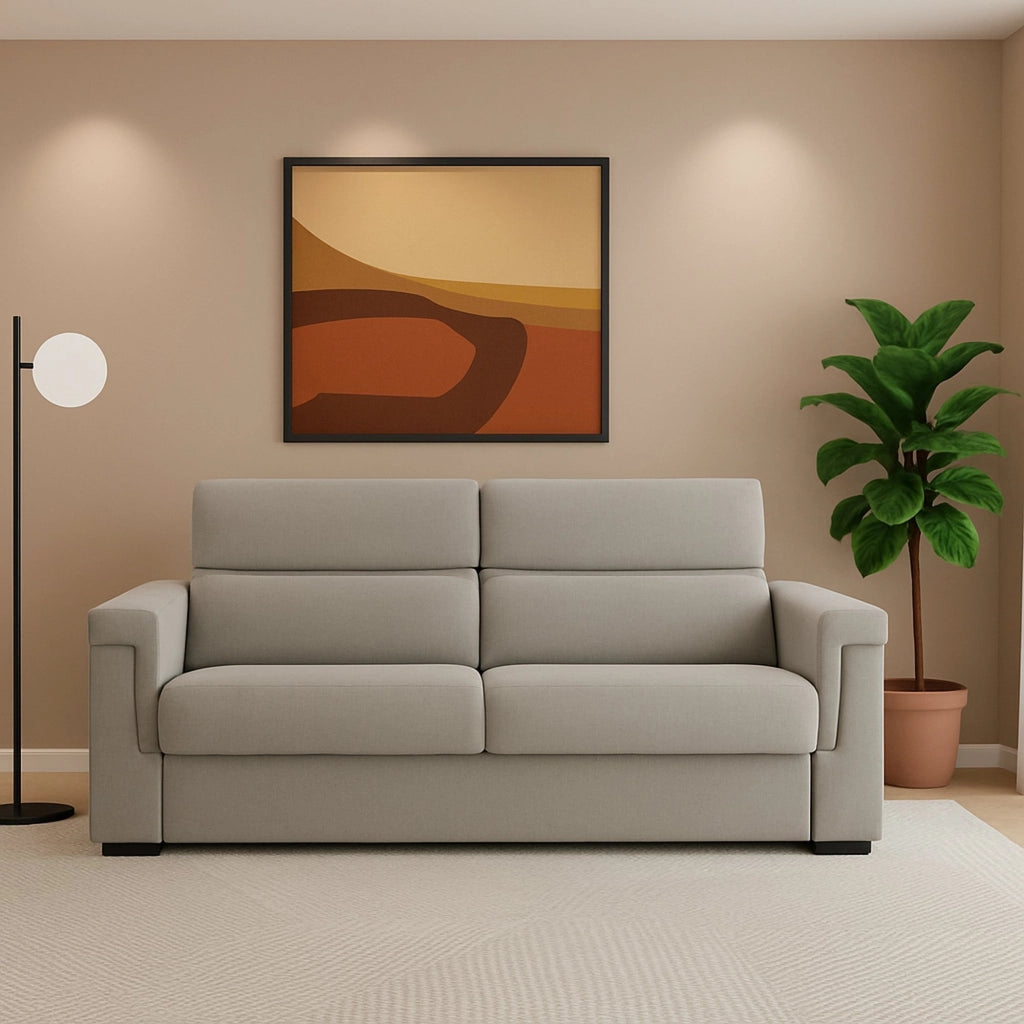 Lapio, Divano Fisso 2 Posti Sfoderabile Made in Italy, 185x95x100h cm Grigio Tortora