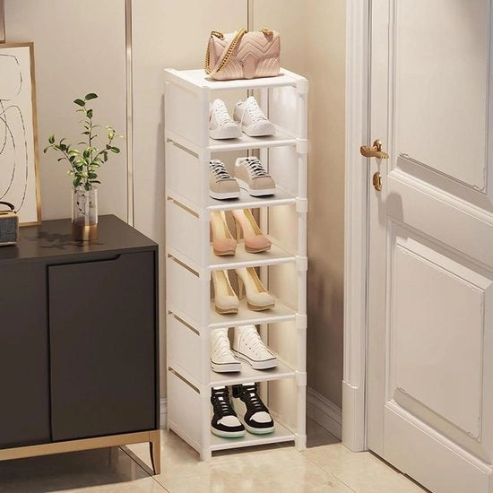 Scaffale per scarpe a 8 livelli, organizzatore di spazio per scarpe, ripiegabile e stivabile, adatto per la zona notte