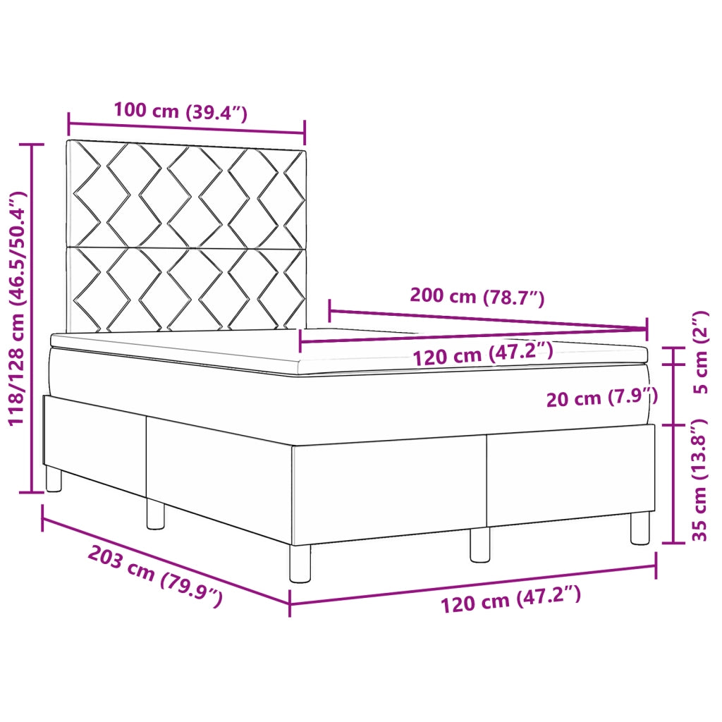 Letto a rete con materasso nero 120x200 cm tessuto