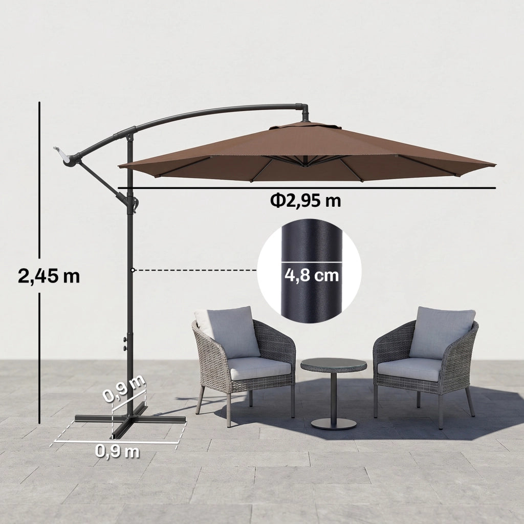 Parasole da Giardino ?295 cm Inclinabile ¨C zephmum ¨C Marrone, Acciaio