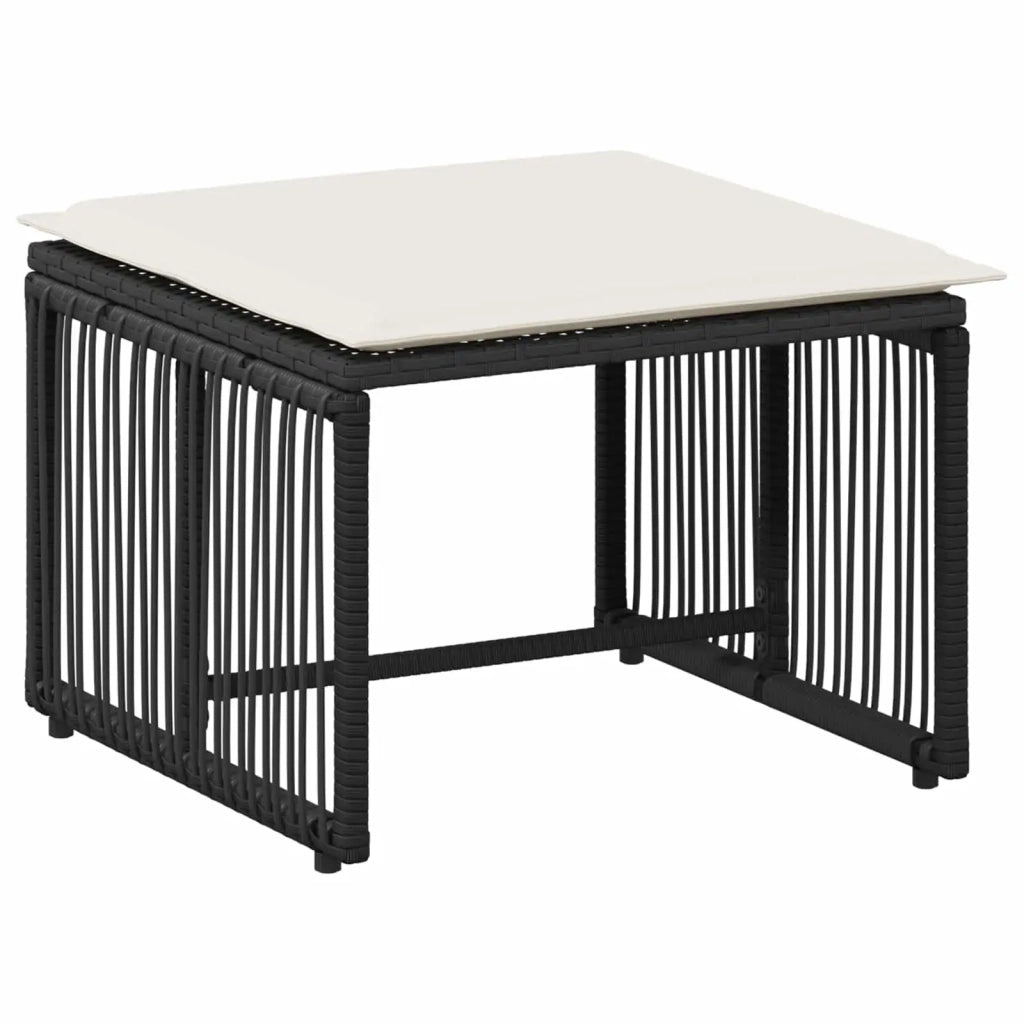 Set di Mobili da Esterno 11 pcs Nero e Bianco Crema polyrattan 42025152