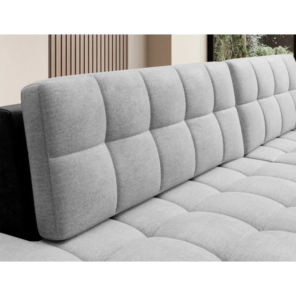 Divano angolare convertibile CUBITO grigio e nero 240 cm con contenitore e letto