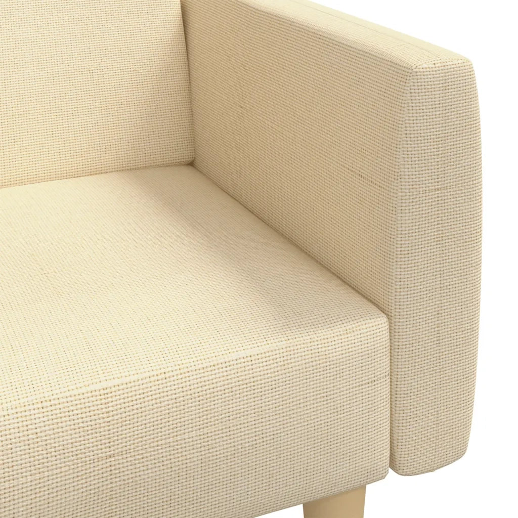 Divano Letto a 2 Posti Crema in Tessuto 375787