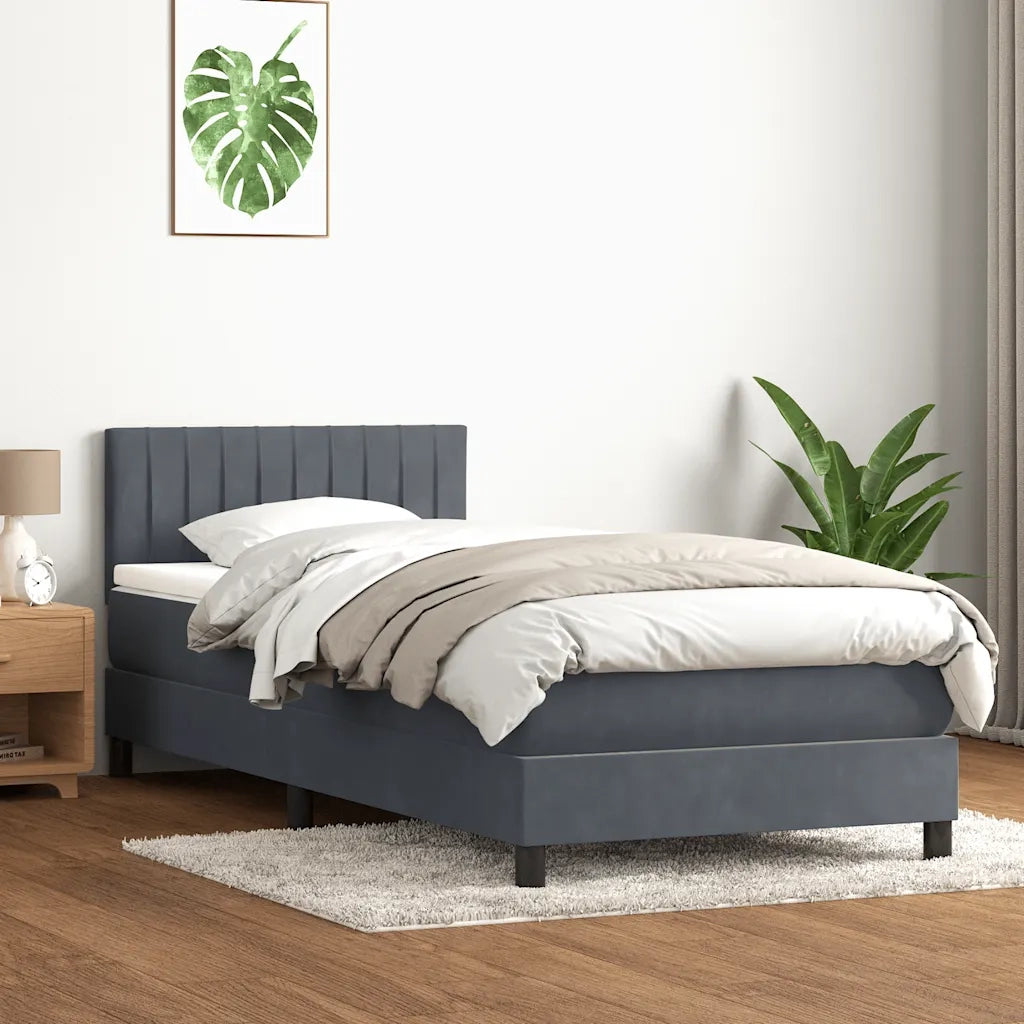 Giroletto a Molle con Materasso Grigio Scuro 90x220 cm Velluto 3316432