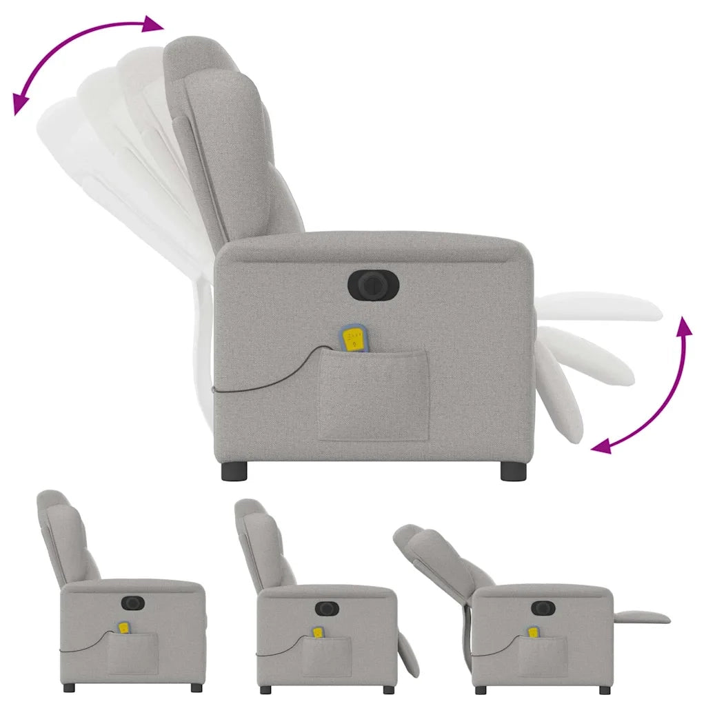 Divano Sedia-Poltrona Reclinabile Massaggio Elettrica Grigio Nuvola Tessuto 669629