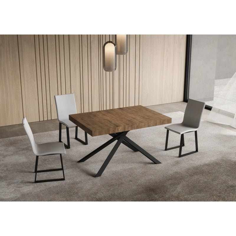 Tavolo allungabile 140/400x90 cm Niket telaio Antracite - Noce