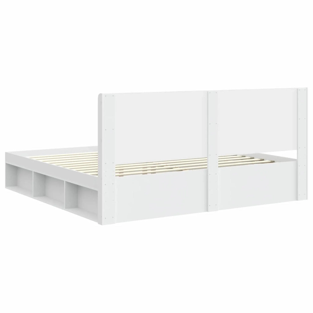 Struttura del letto con stoccaggio e testata Bianco