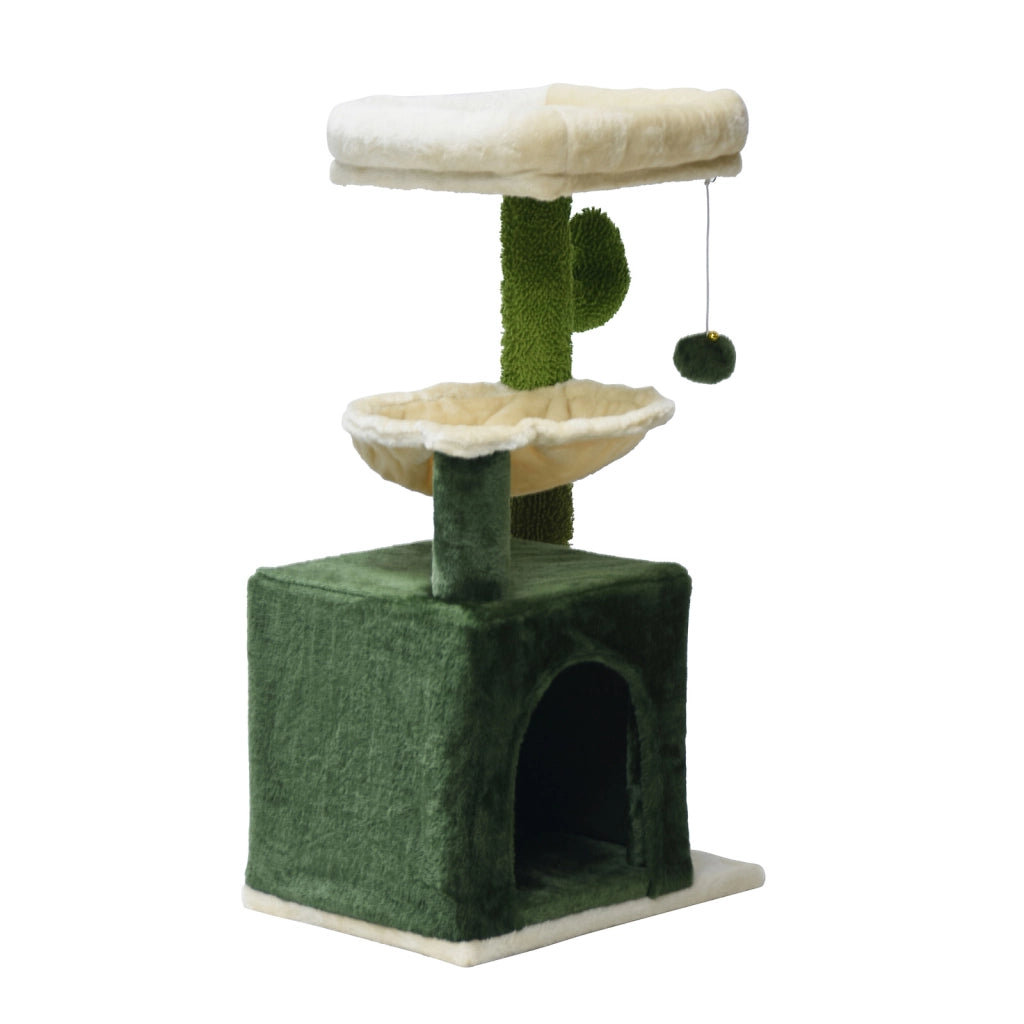 Fudajo Albero tiragraffi a forma di cactus 75cm con sisal di 4 mm Con amaca e casetta per gatti