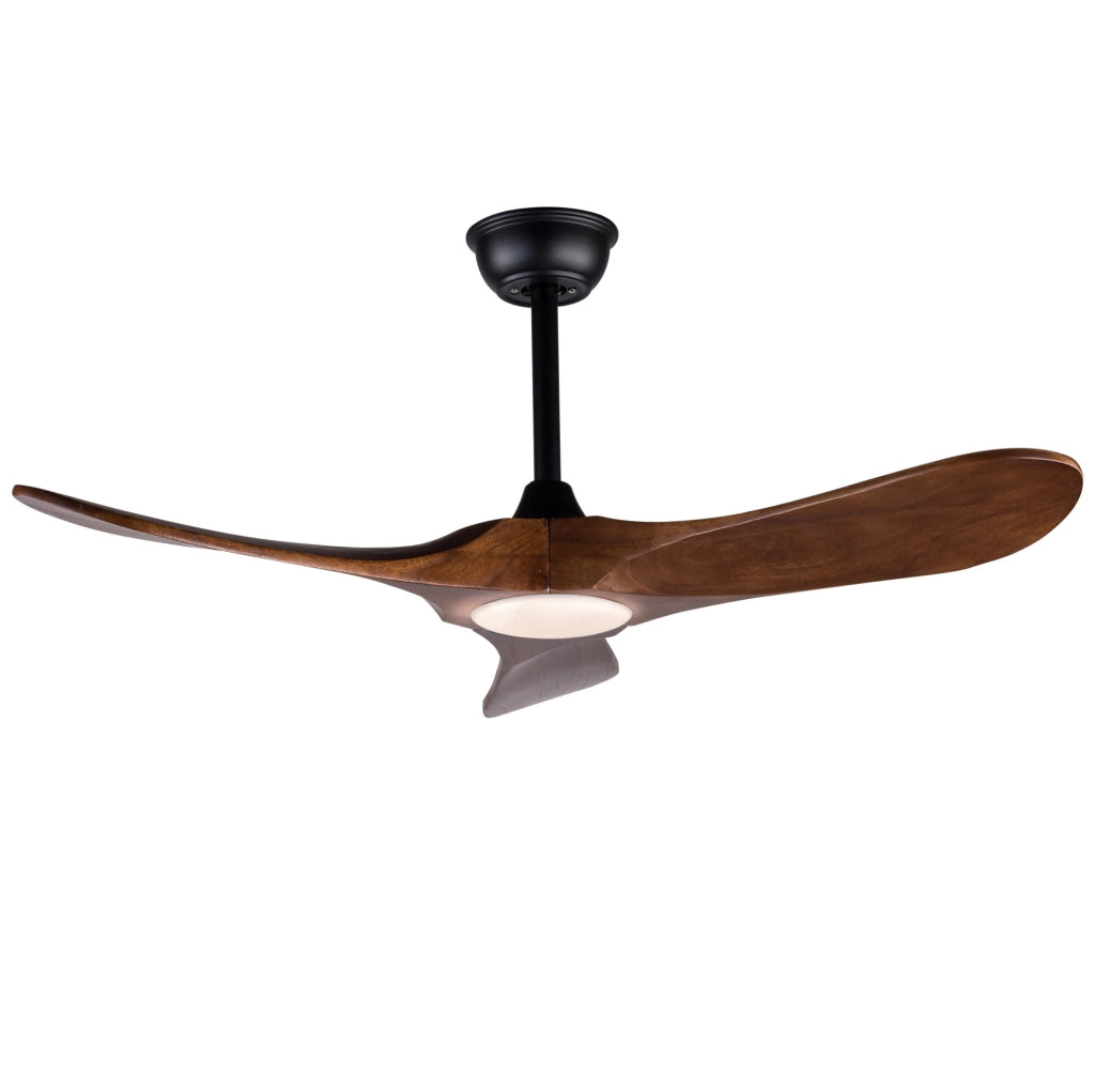 Ventilatore da soffitto 42" con LED dimmerabile e telecomando, nero e noce scuro