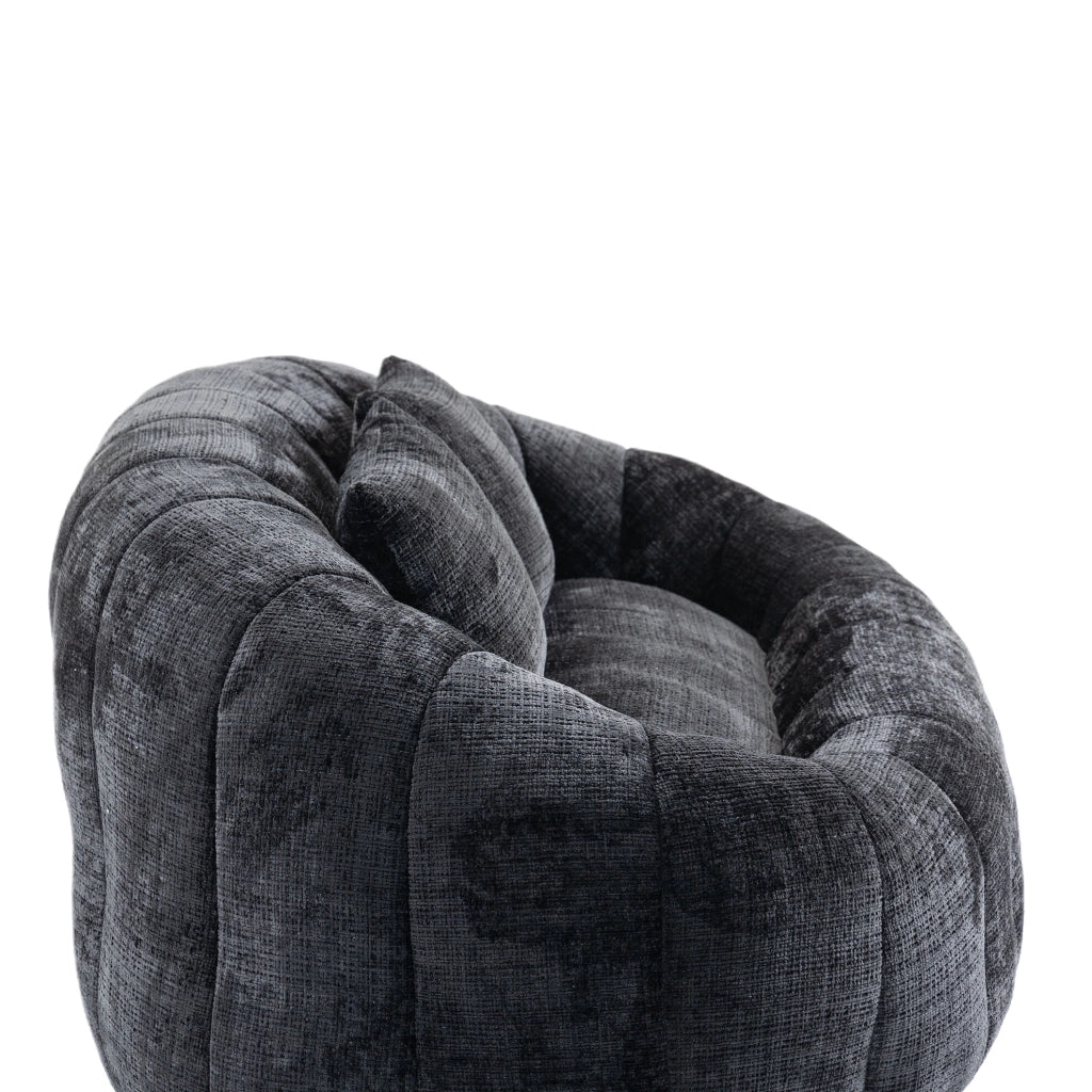 poltrona bean bag 145x95 cm in ciniglia nera， senza montaggio per salotto e camera