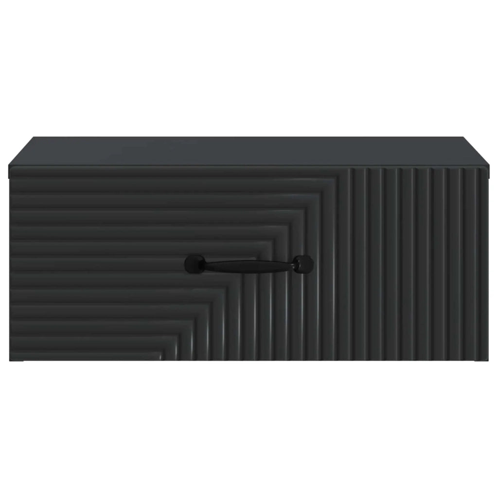 Comodino | Armadio da Notte | Mobiletto da notte a muro con cassetto Nero 49 x 34,5 x 20 cm