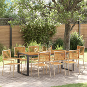 Set da pranzo da giardino  9 pezzi beige in polyrattan acacia