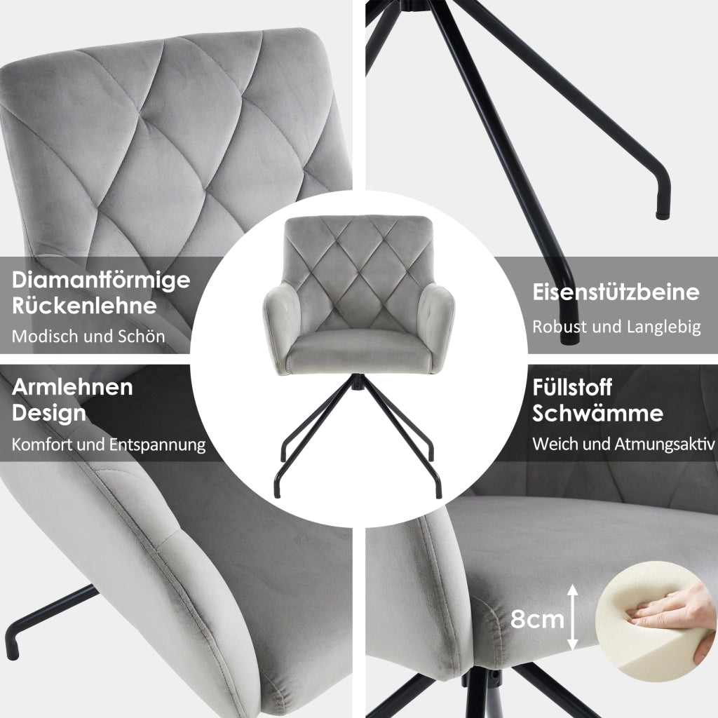 SEDIA Imbottita Set da 2 pezzi Velluto Grigio Chiaro