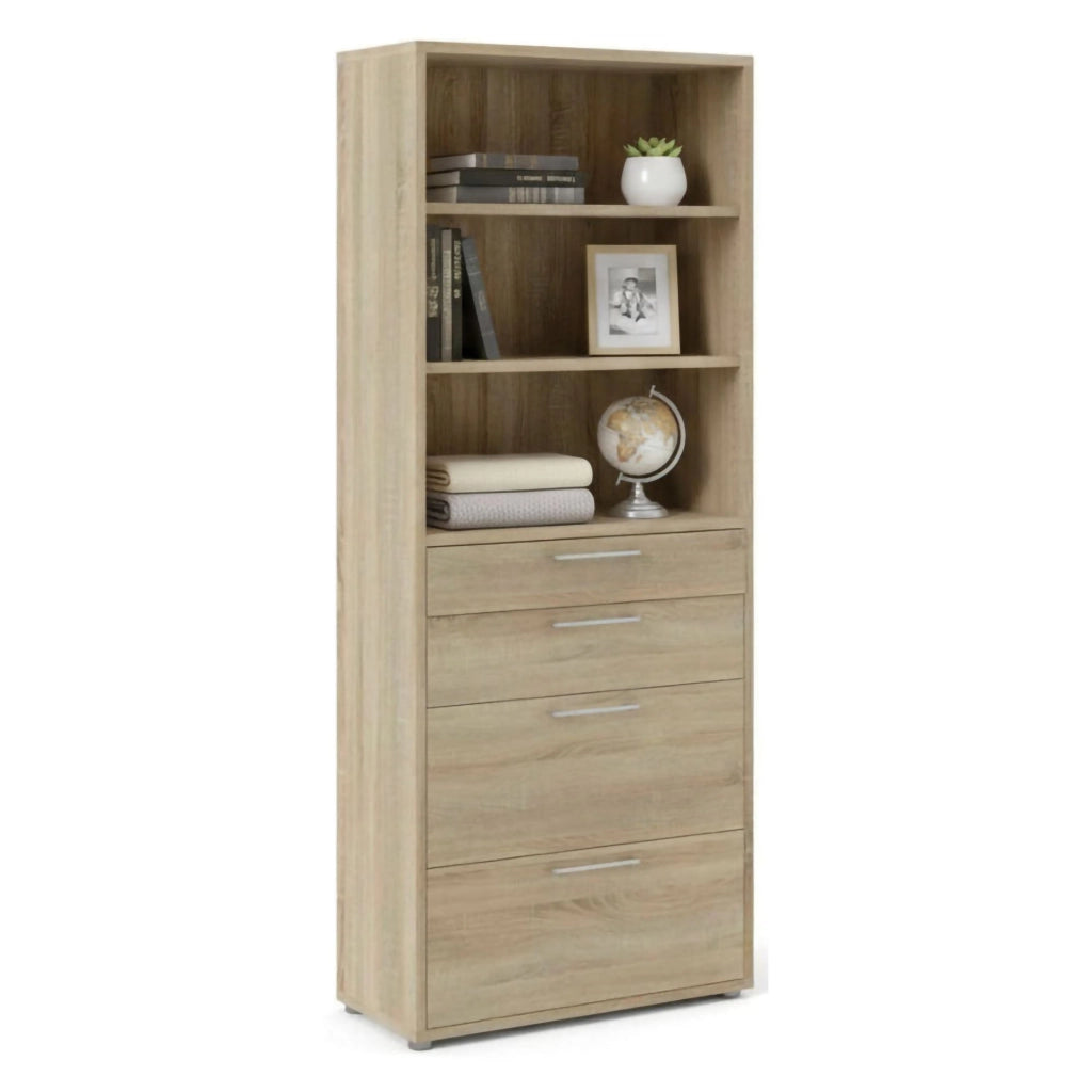 Credenza Aritzo, Buffet da soggiorno, Madia da salotto, Dispensa da cucina, 89x40 h222 cm, Quercia