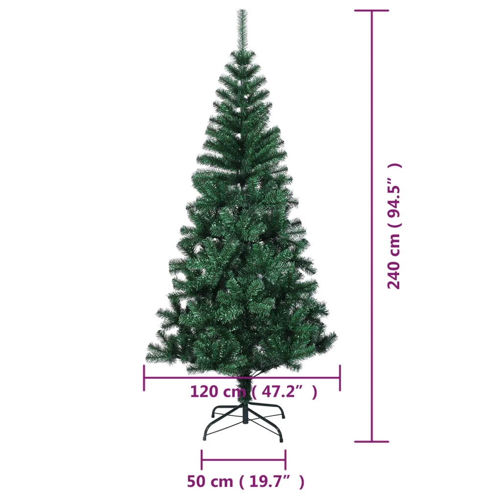 Albero di Natale Artificiale-Decorazioni natalizie Punte Iridescenti Verde 240 cm PVC