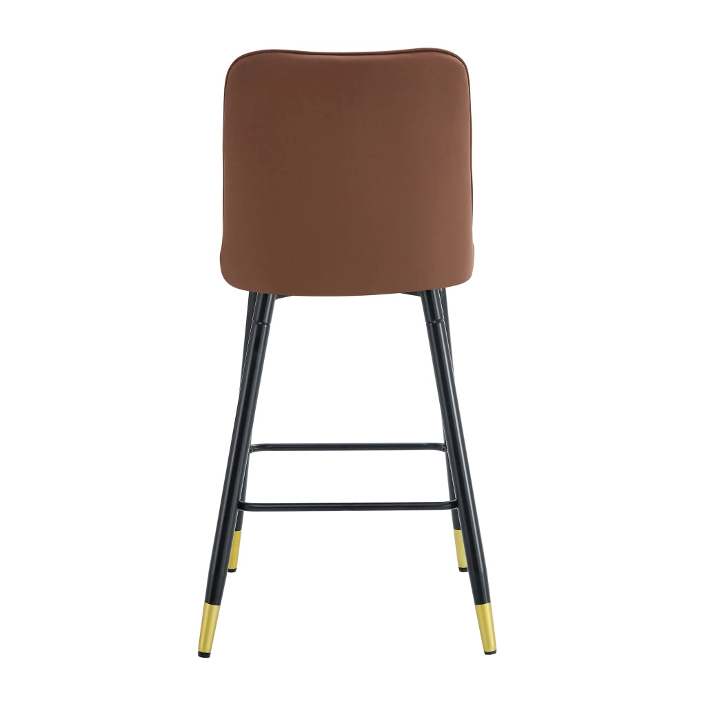 Set 2 Sgabelli da Bar ¨C MINIMAL ¨C Ecopelle Grigio Chiaro/Marrone, Struttura Metallo Nero, 100 cm
