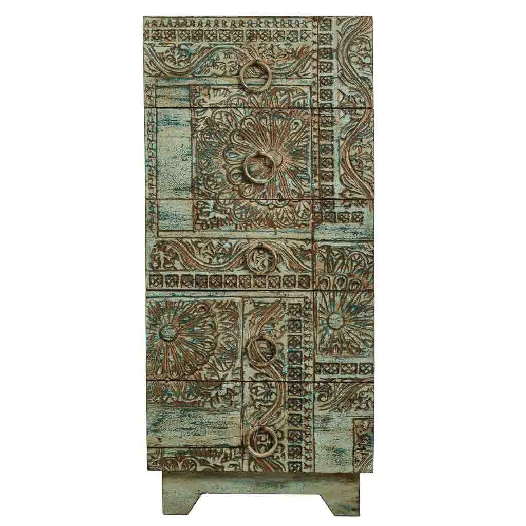 Ssinfonico in legno intagliato verde 45x40x100h