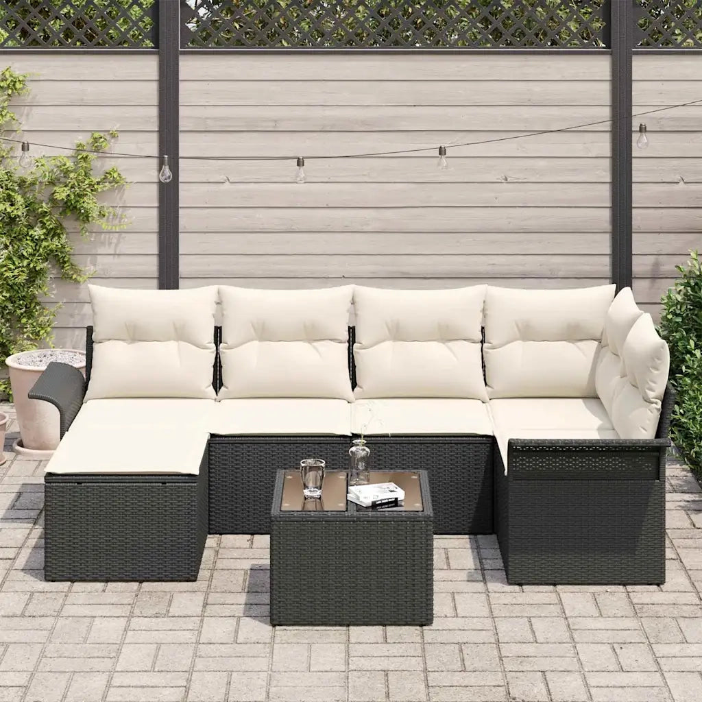 Set Divano da Giardino con archiviazione 7 pcs Nero polyrattan 3354106