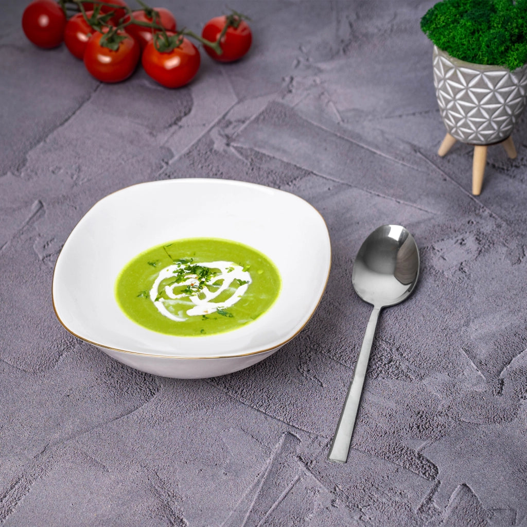 Set di 3 ciotole da insalata in vetro KADAX da 19 cm, bianche e dorate.
