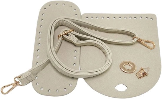 Set di accessori per borsa a mano - 3 pezzi - Borsa accessori - Pelle PU - Coperchio 15 cm × 17 cm - Corda per borsa 80 cm × 2 cm - Fondello 20 cm × 9 cm
