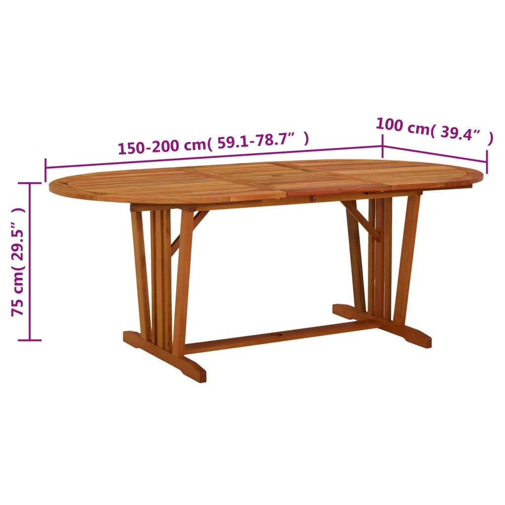 Tavolo da Giardino | Tavolino da esterno 200x100x75 cm in Legno Massello di Eucalipto