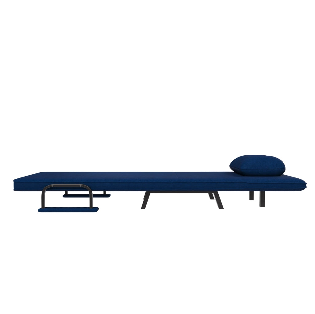 POLTRONA Relax 5 Posizioni 185x60 cm in Tessuto Chenille Blu
