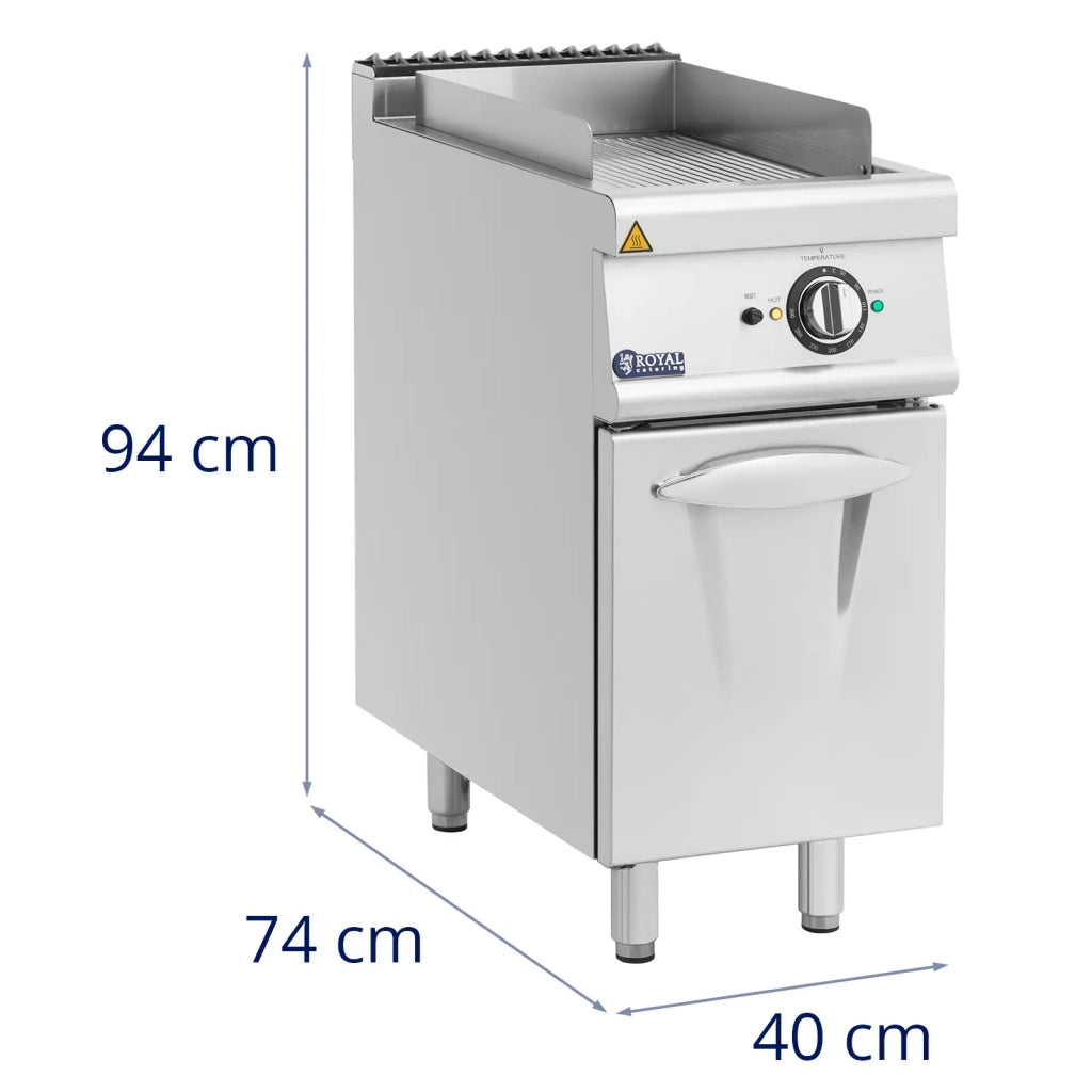 Piastra elettrica 5,4 kW scanalata con base 40 x 70 cm serie pro 730 acciaio inox cromato argento metallizzato 14_0009538
