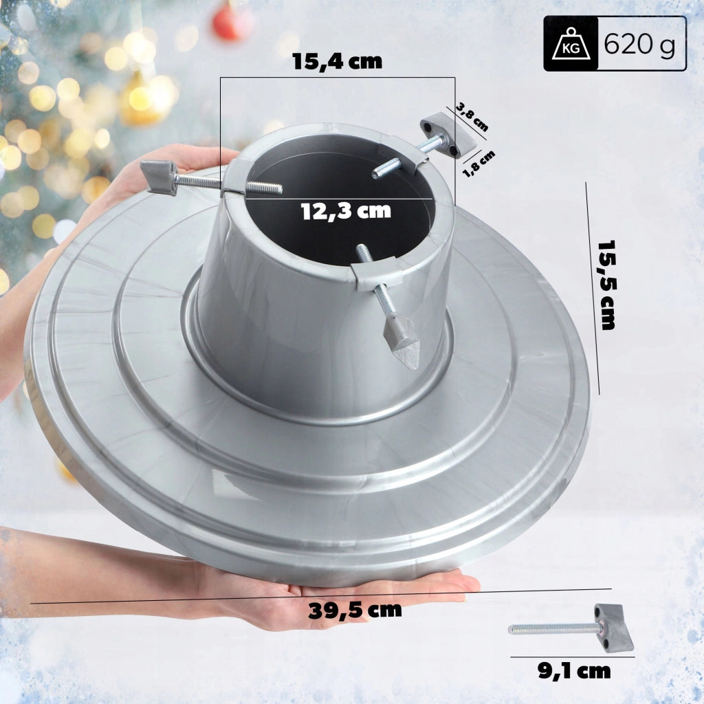 Supporto per albero di Natale KADAX, 2 m, contenitore per acqua argento