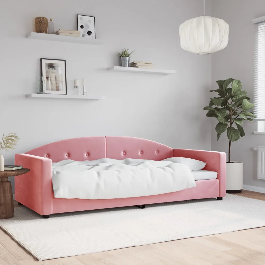 Letto singolo | Letto per adulti | Letto da Giorno Rosa 90x200 cm in Velluto