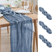 Tavolo da formaggio 3 pezzi, tovaglia da tavolo 300 x 90 cm, tessuto blu scuro trasparente, tovaglia per tavolo boho, tovaglia per tavolo da matrimonio, tovaglia per doccia di nozze, tovaglia da tavolo per festa.