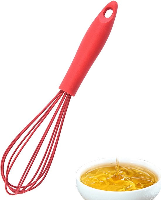 Spazzola per utensili in silicone - Morsa per cucina - Preparazione colazione - Materiale resistente al calore - 26 cm - Rosso