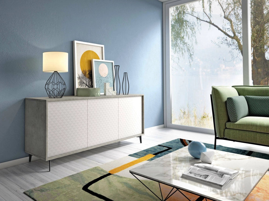 Madia Aminda, Credenza 3 Ripiani Made in Italy, 184x45x77h cm Bianco