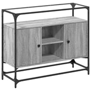 Credenza | Madia | Buffet da pranzo | Armadio da pranzo Piano Vetro Grigio Sonoma 98x35x81cm Legno Multistrato