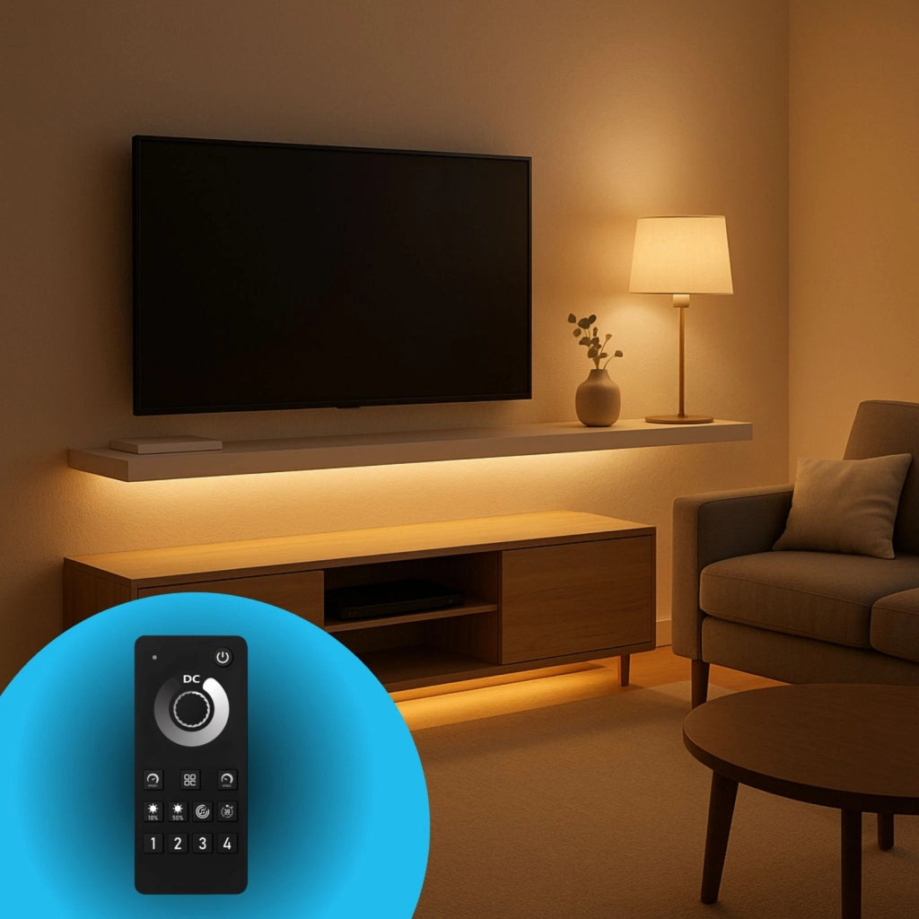Telecomando RF 2.4G Per Centralina Controller Dimmer Mono Colore RF 2.4G   3V Con Pile AAA (Escluso)  1 Canale Dimmer CLC101W Nero