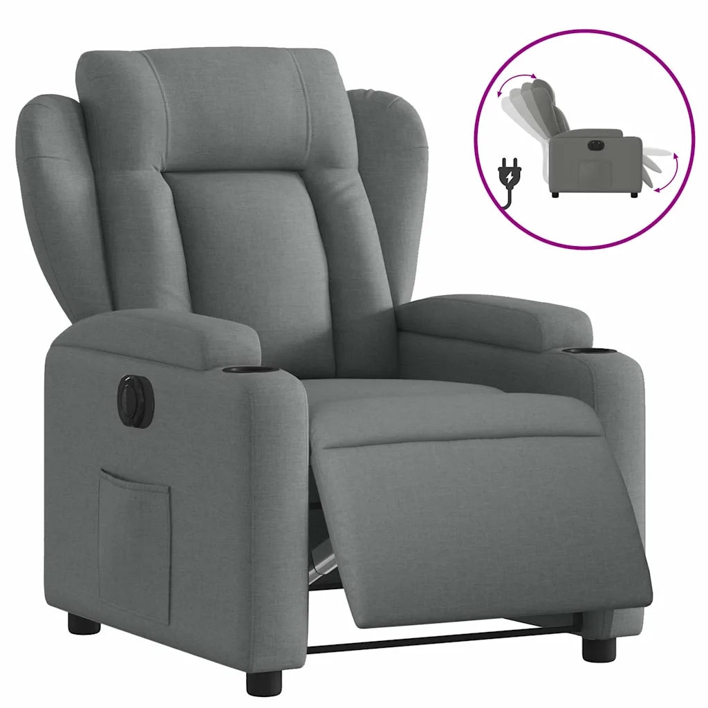 Poltrona | Sedia Relax Elettrica Reclinabile Grigio Scuro in Tessuto