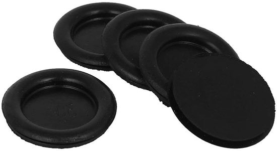 Set di 5 Tappi di Gomma Nera per Porta di Servizio