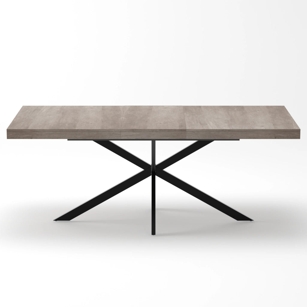 Tavolo da pranzo - retrò estraibile - 140-180 cm - vano nascosto - grigio - per 4-6 persone