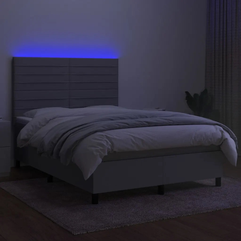 Letto a Molle Materasso e LED Grigio Chiaro 140x200 cm Tessuto cod mxl 37290