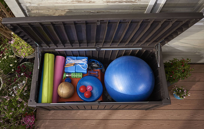 Baule Cassapanca da Esterno 155x64,4x72,4 cm in Resina Keter Rockwood Marrone