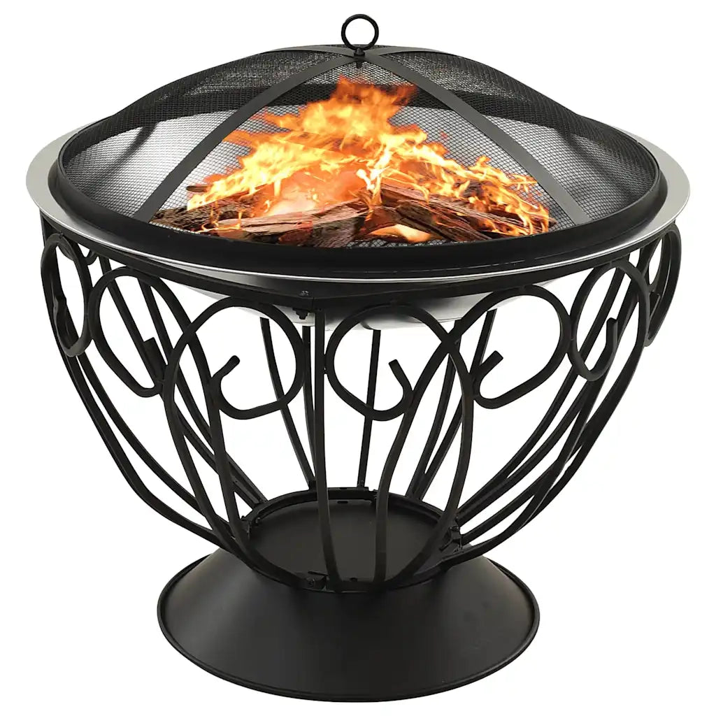Braciere e Barbecue 2in1 e Attizzatoio 59x59x60 cm Acciaio Inox cod mxl 59387