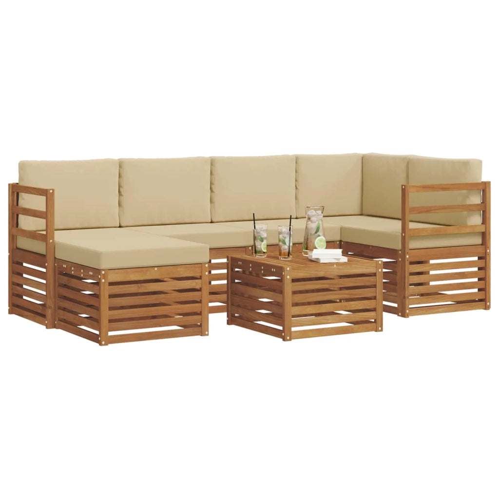 Set divano sezionale con cuscino 7 pcs Naturale e Beige