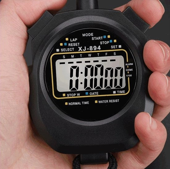 Stopwatch digitale, impermeabile, compatta e portatile, facile da usare, nessuna visualizzazione dell'orologio, nessuna visualizzazione della data, silenzioso, timer di stopwatch, apparecchio di timing - nero
