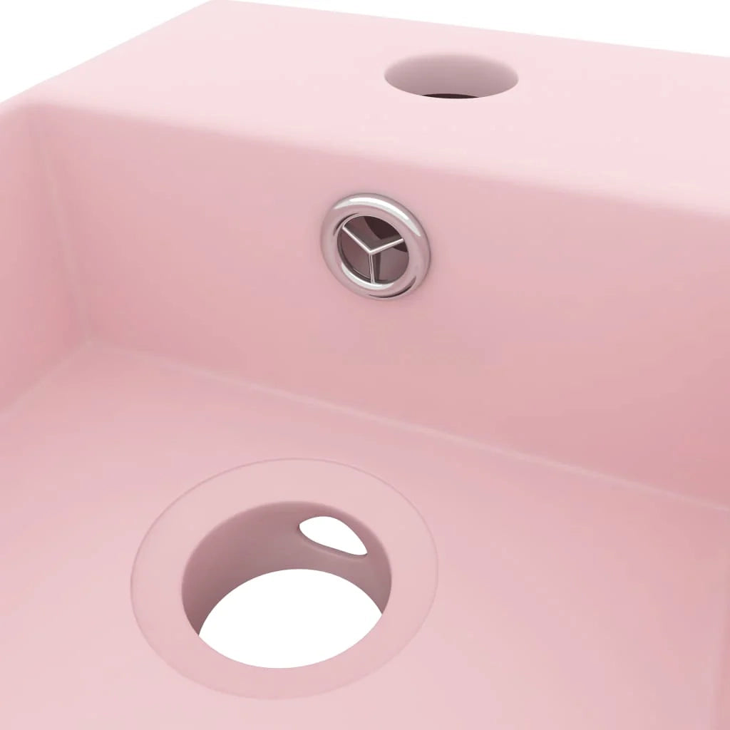 Lavabo bagno con troppopieno da appoggio wc lavabo cucina lavabo stanza cosmetici casa 48 x 25 cm ceramica rosa 02_0002730
