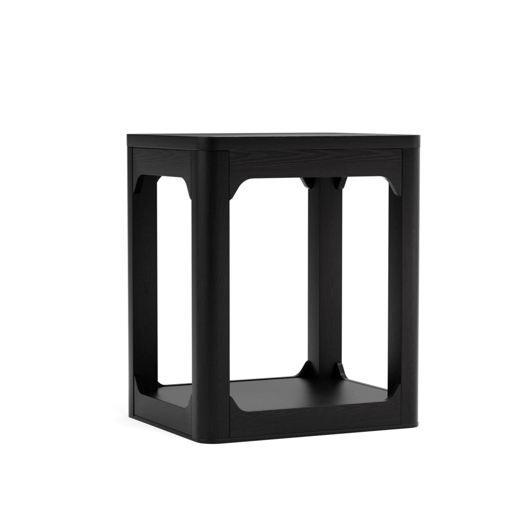 Set di 2 tavolini ausiliari a 2 ripiani in MDF nero