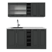 Vicco Cucina completa Casa di campagna antracite/antracite 160 cm , PL Marmo