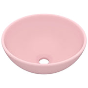 Lavabo rotondo di lusso per bagno lavabo da appoggio lavabo interno per cabina cosmetica 32,5 x 14 cm ceramica rosa opaca 02_0002708