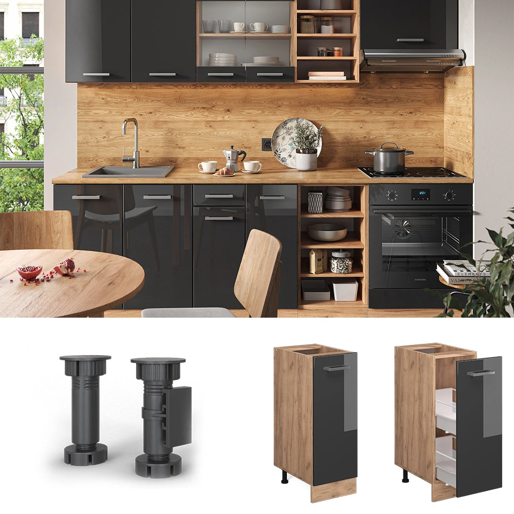 Vicco Armadio cucina dispensa alto Antracite lucido 30 cm PL Marmo
